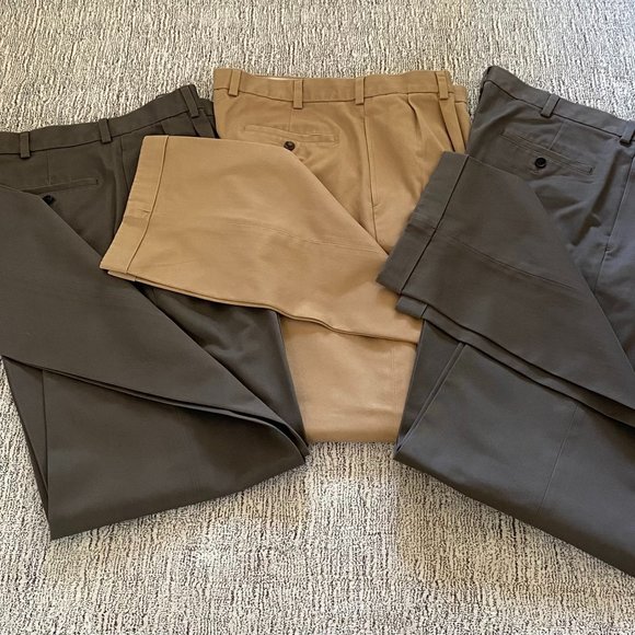 Men's Brooks Brothers Pants 36 x 36, two pair gun metal gray, one pair of Khaki - Picture 1 of 3